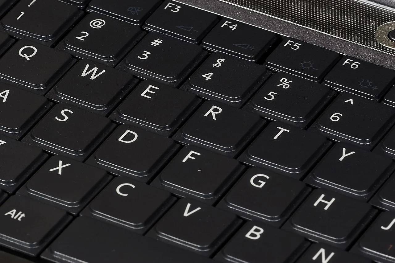 A close-up of a laptop keyboard